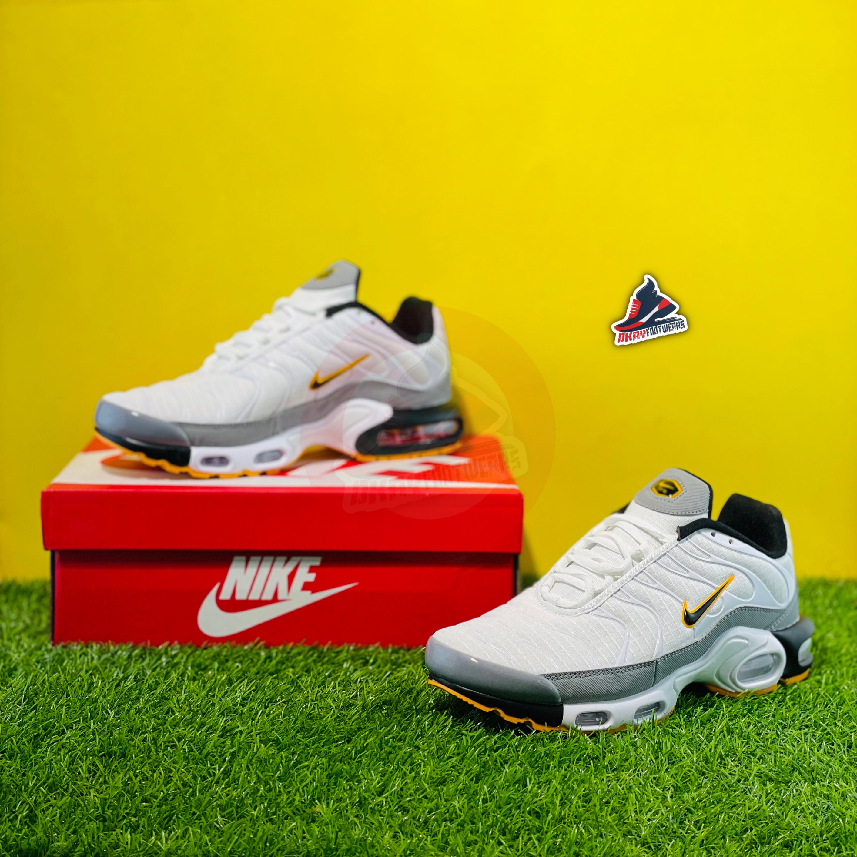 NK AIRMAX PLUS TN - WHITE/GREY/YELLOW (DOT PERFECT)